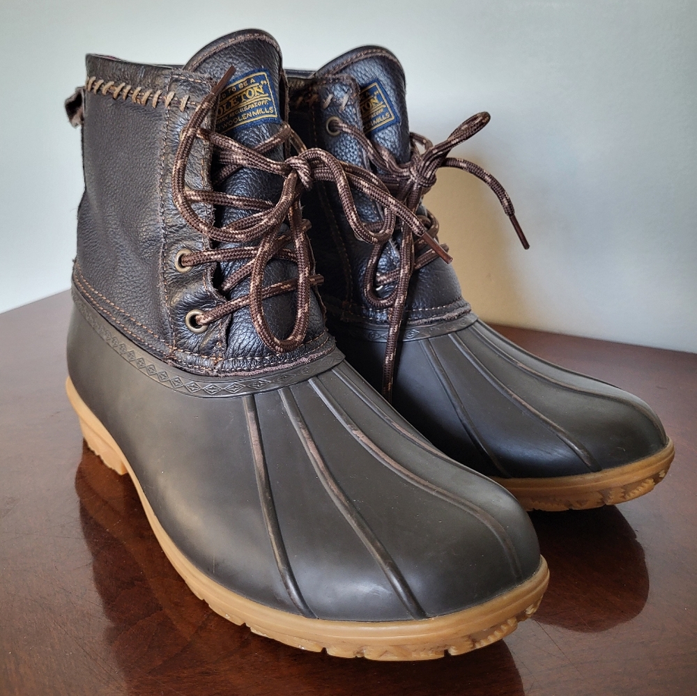 Pendleton Leather Upper Short Duck Boot Brown Women's Size 8